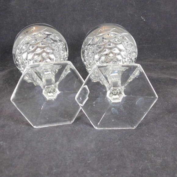Lot of 2 Fostoria American Clear Glass Water Goblet 7" tall 9 oz Diamond Cube - Picture 11 of 11